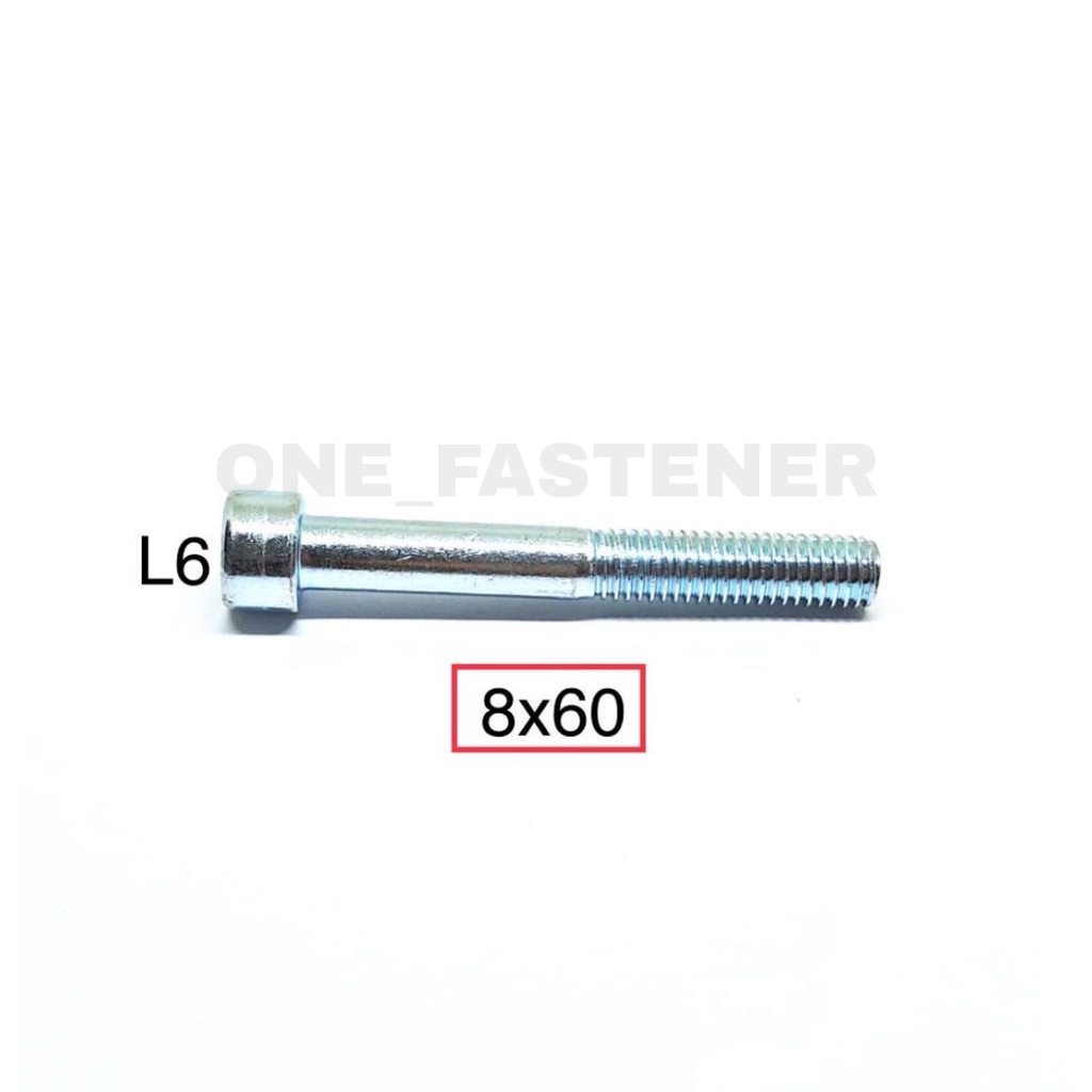 POLOS Baut L M8x60 PUTIH L6 8mm 6cm hex socket L Heads cap screw 12