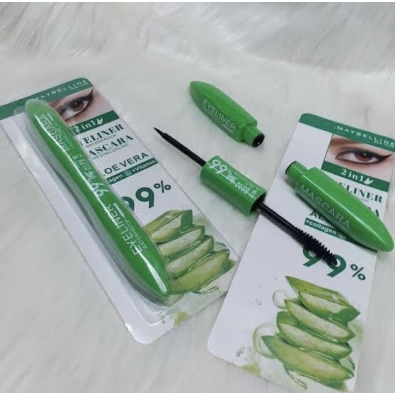 “SATUAN” MASKARA MAYBELLINE ALOE VERA 99% 2in1 / maskara + eyeliner
