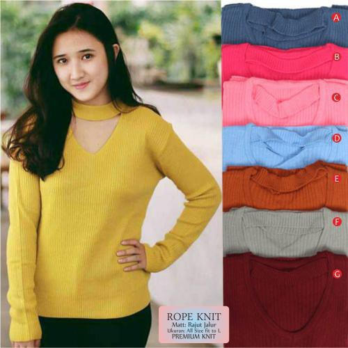 ROPE KNIT   baju rajut korea   sweater rajut bandung   baju casual wanita   grosir pakaian rajut