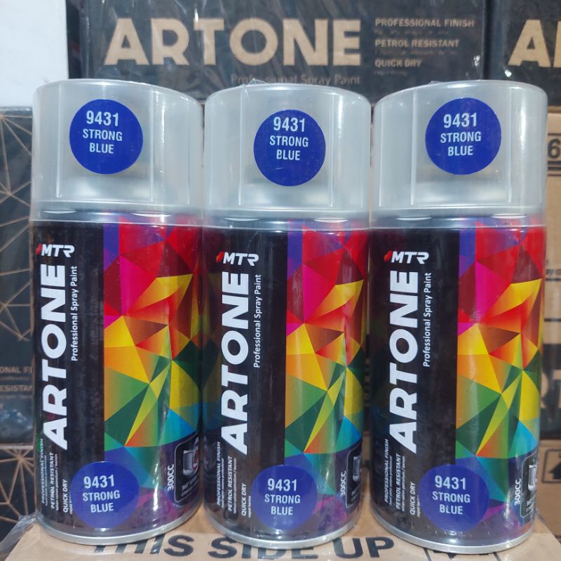 Pilok Pilok Cat Semprot MTR ARTONE Strong Blue 9431 Biru Tua 300cc Ukuran Besar Tahan Bensin Semprotan Bisa diputar Miring dan Lurus ( Horizontal dan Vertical)