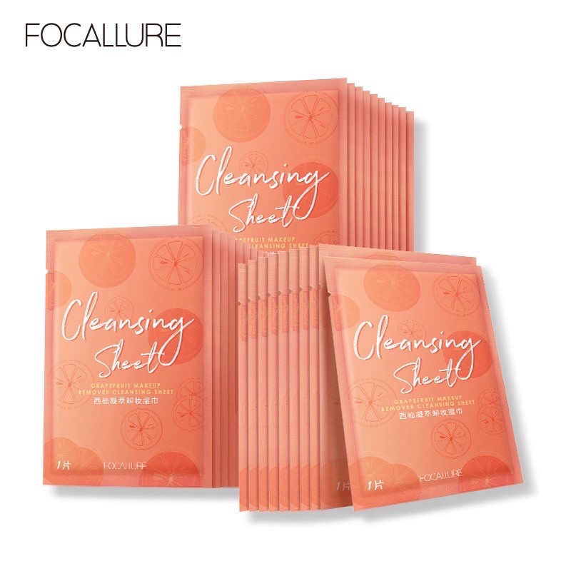 Focallure Pembersih  makeup lembar pembersih Esens Buah Anggur Melembabkan / Membersihkan Kulit