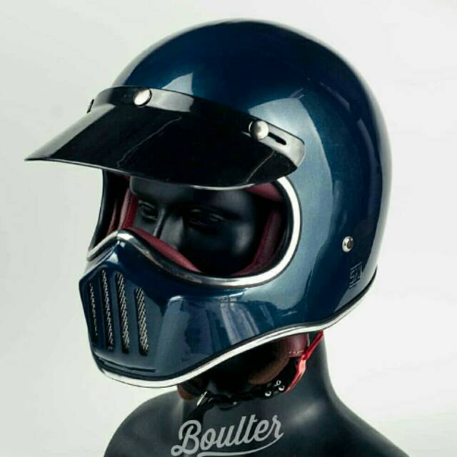 Helm Cakil Motor Retro Boulter Brawler Blue Met