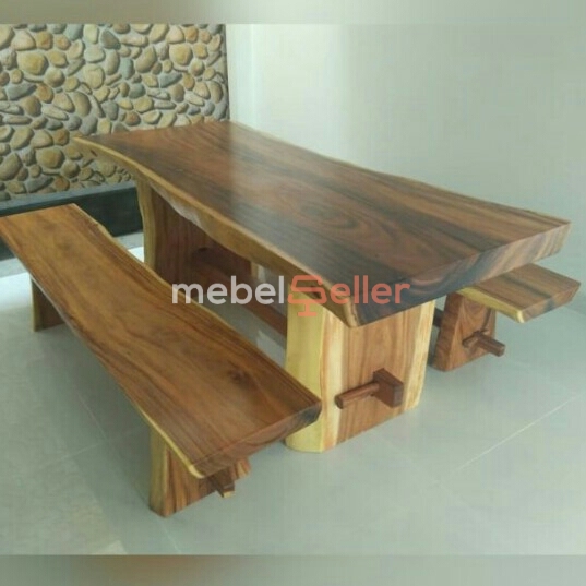 Set Meja Makan Kayu Trembesi Utuh