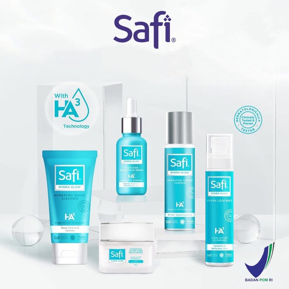 ⭐BAGUS⭐ SAFI Hydra Glow Series | Water Cleanser | Starter Kit | Toning Essence | Water Bank Serum | Water Lock Mist