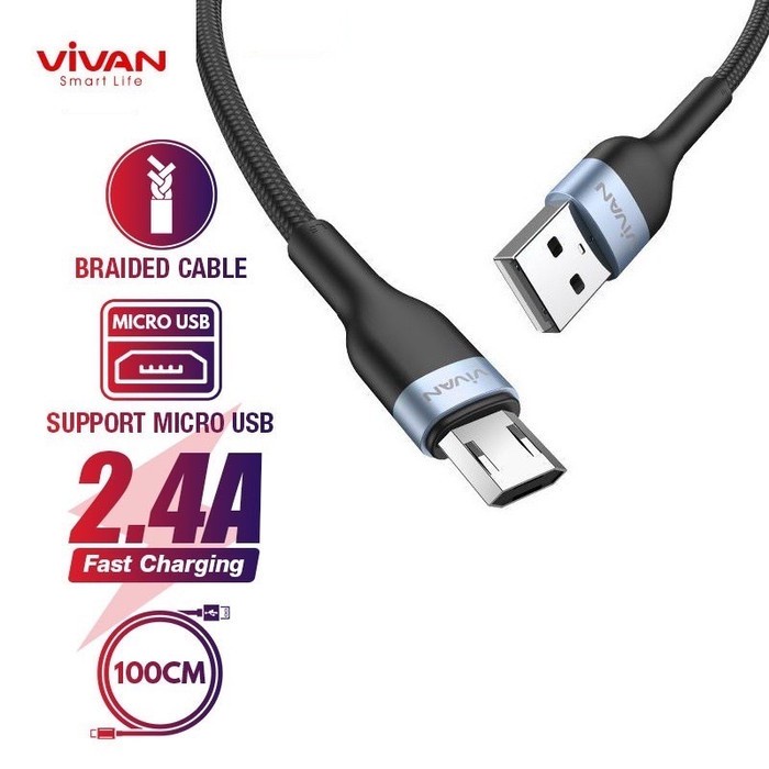 KABEL USB VIVAN VXM100 MICRO 2.4A 1M