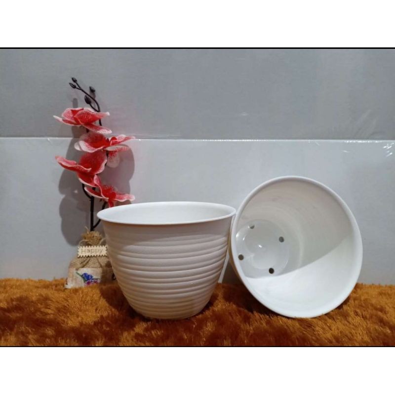 pot tawon 15 // pot bunga putih // pot plastik sunrise
