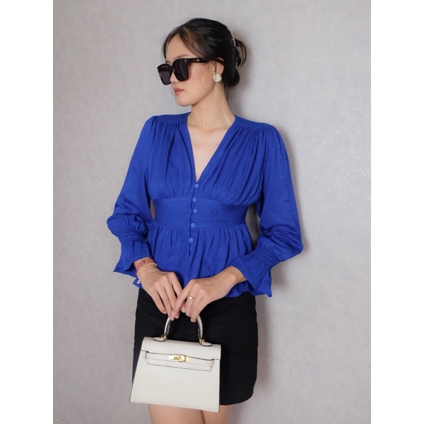 GELSEYROOMS | Mercy Top Atasan Lengan Panjang-ROYAL BLUE PANJANG