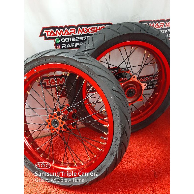 Roda set supermoto CRF 150L lebar 250/300 murah Ban Supermoto CRF 150 lebar 250/300