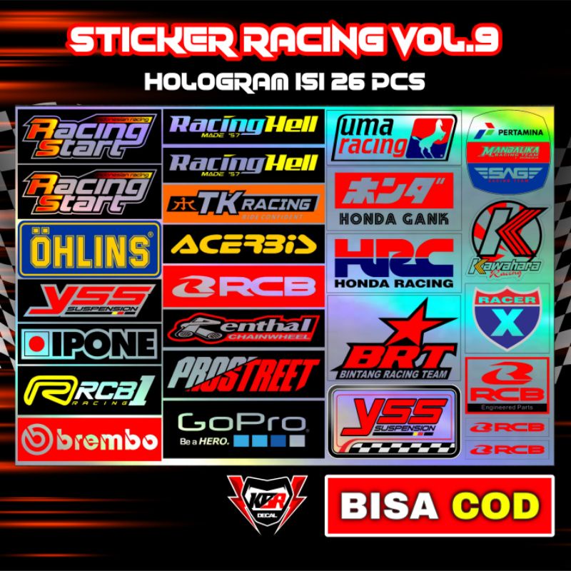 Stiker Racing 1 Pack 26 Stiker Sponsor Stiker Helm Stiker Motor Sticker Motor