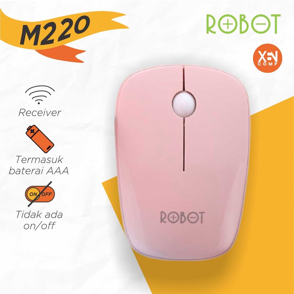 MOUSE WIRELESS ROBOT M220 - PINK CHERRY