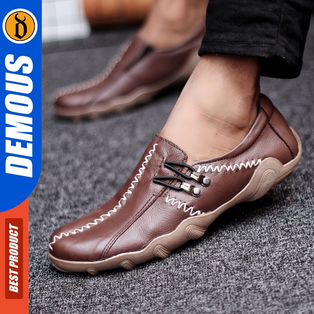 DEMOUS Zigce - Sepatu Formal Pria Pantofel Kulit Asli