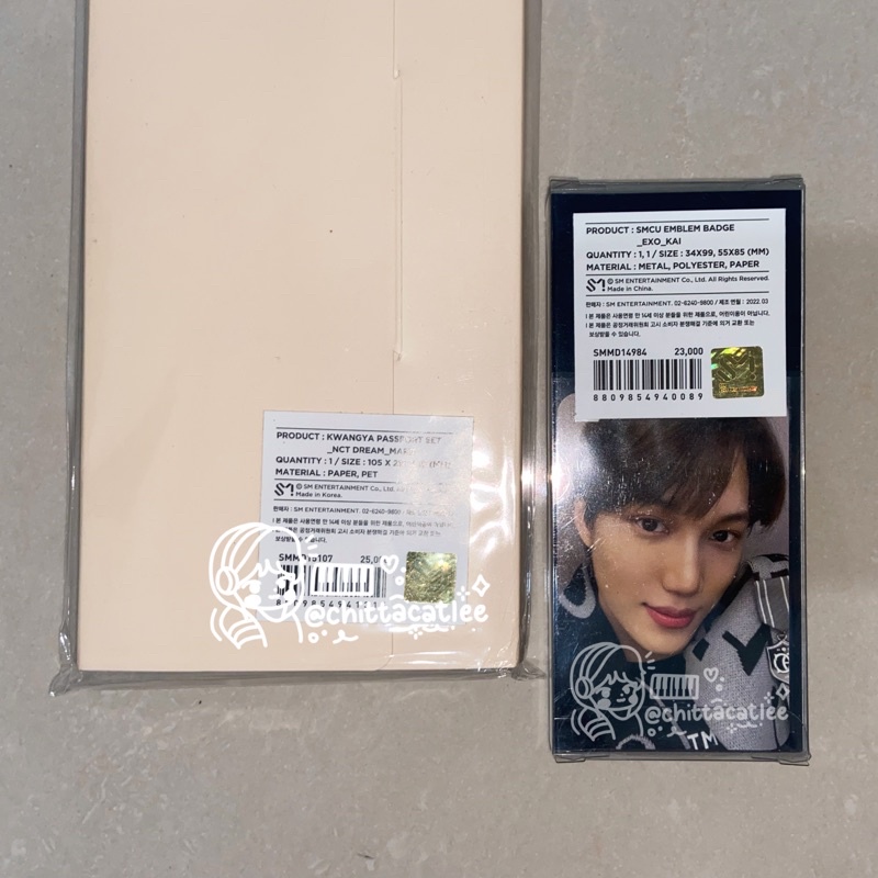 SMCU MARK KAI PASSPORT SET EMBLEM BADGE KWANGYA NCT DREAM EXO