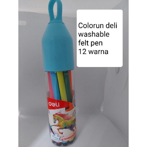 

Colorun deli felt pen spidol mudah dihapus 12 warna