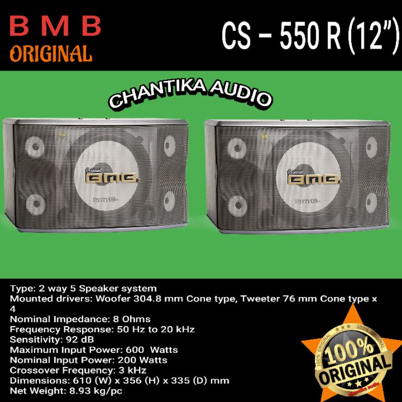 Speaker karaoke Bmb Cs 550 R 12 inch Original Speaker pasif sepasang