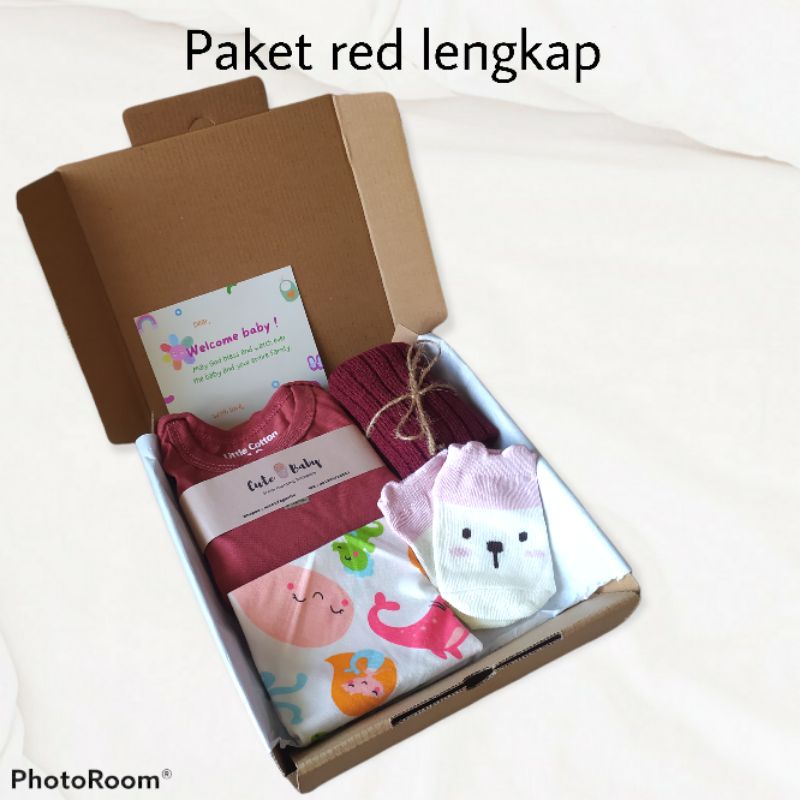 Termurah Paket Hampers Bayi / Hampers Baby / Parcel Baby / kado lahiran by cute baby-Paket red hemat