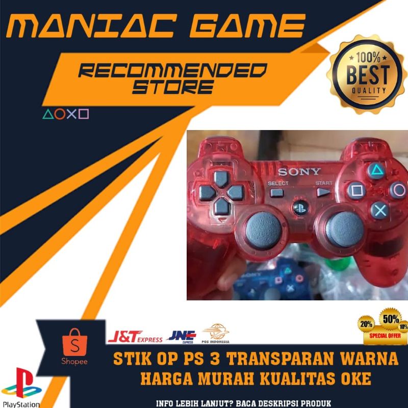 Stik Wireless Ps 3 Ori Pabrik Warna Transparan / stik op warna ps 3