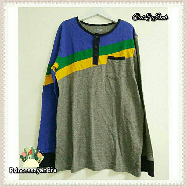 Kaos Anak Branded Cowo Cat & Jack Original Blue Yellow Grey
