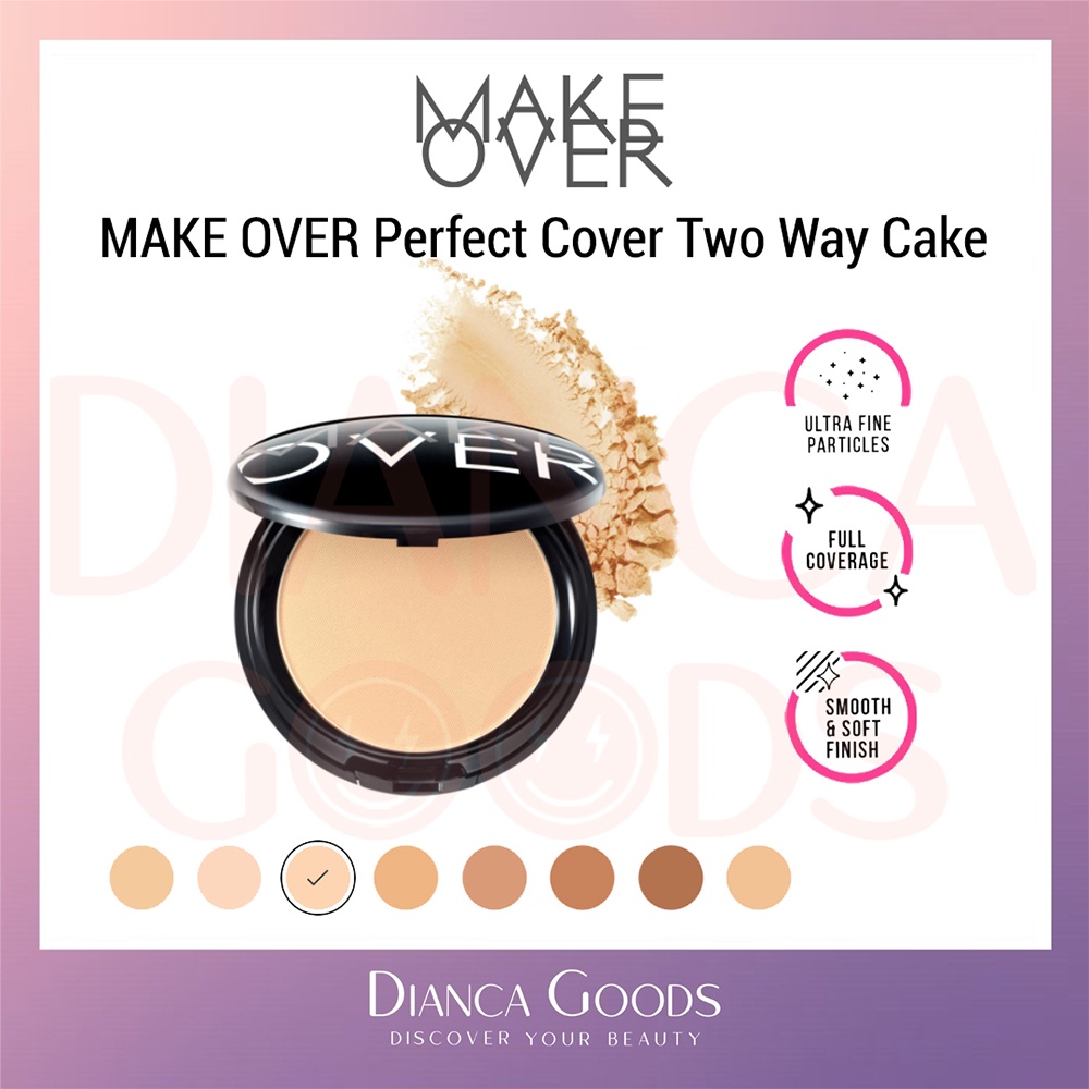 MAKE OVER Perfect Cover Two Way Cake TWC & Refill Lace / Coral / Maple /  Desert / Cinnamon / Cappuc