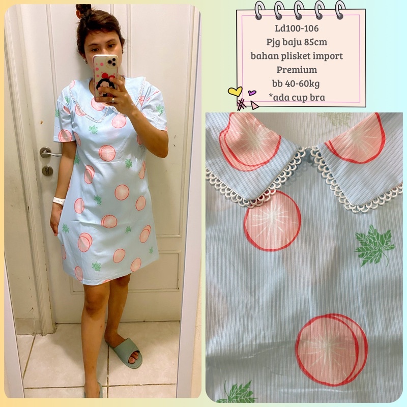 BEBIDOL REMAJA DEWASA PIYAMA IMPORT BAJU TIDUR POOH ELMO MICKEY TSUM HELLO KITTY CP KOREA LEISURE VOGUE-DT-PERSIK BLUE