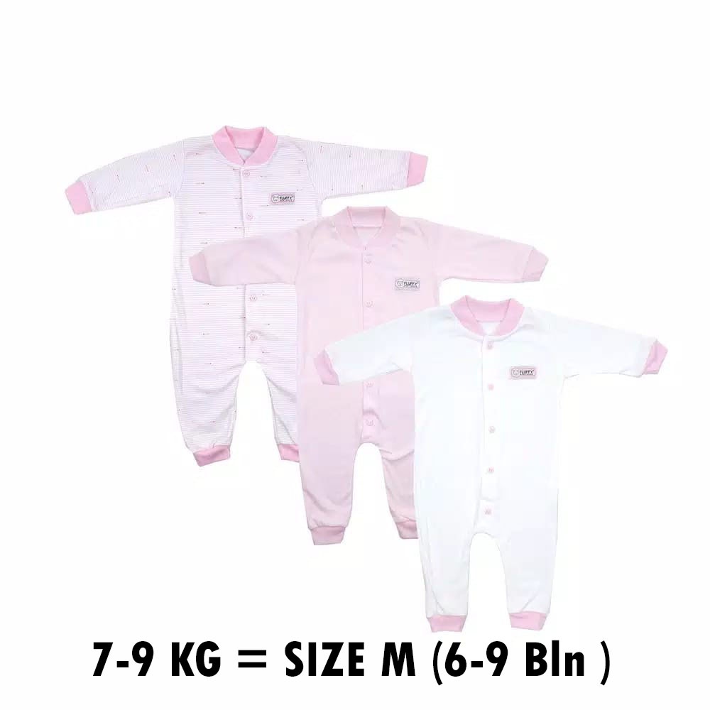 FLUFFY Paket Original Lengkap Baju Bayi (0-3 Bln) Perlengkapan Baru Lahir & Kado Bayi SNI-SS FLUFY PINK Size M