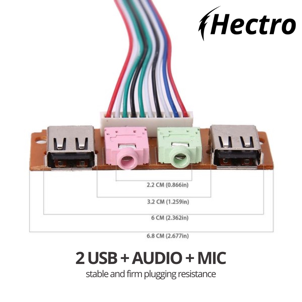 HECTRO Kabel Front Panel USB 2.0 2 port &amp; Jack Audio Mic Casing Case PC