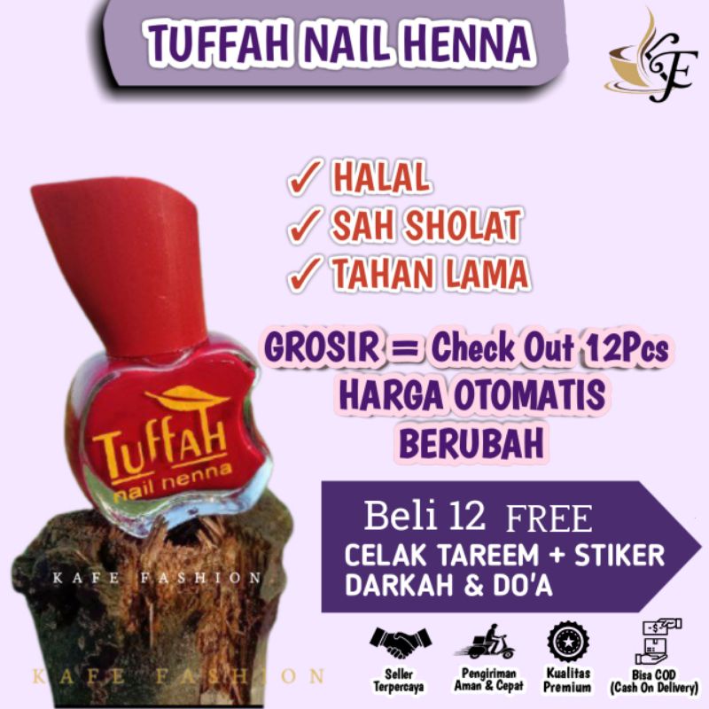 Tuffah Nail Henna Kuteks Muslimah Kutek Halal Sah untuk Solat Henna Maroon Cherry Orange Pink Bisa COD