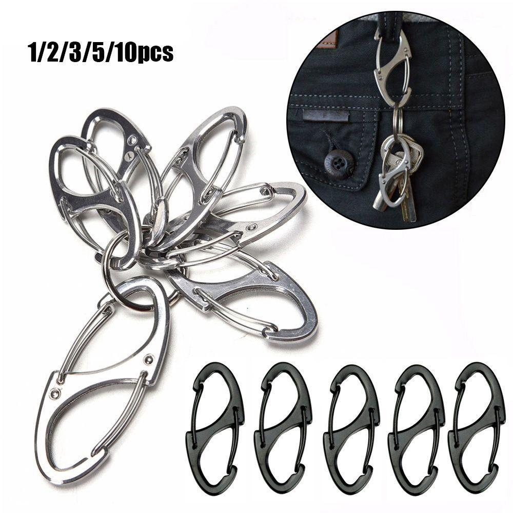 Suyo 1per2 /3 /5 /10pcs Carabiner Metal 8bentuk Camping Hiking Outdoor EDC Alat Gantungan Kunci Ring