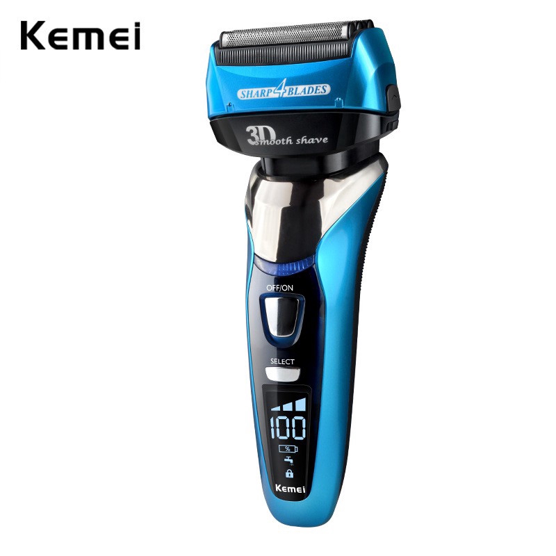 

Kemei Reciprocating Alat Cukur Listrik Mesin Pencukur Jenggot Cukur Isi Ulang Tahan Air LCD KM-8150