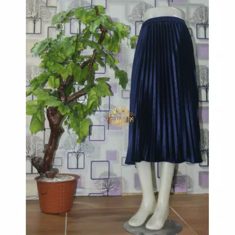 ROK PLISKET VELVET BLUDRU 7/8 (DI BAWAH BETIS) // ROK BLUDRU IMPORT// ROK IMPORT