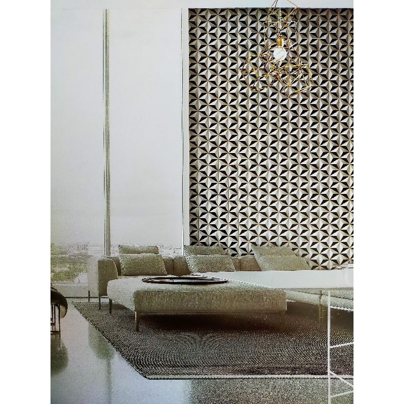 wallpaper dinding 3D geometric gold silver hitam