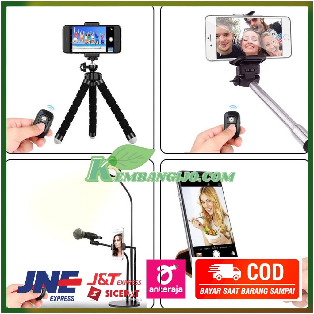 Remote Bluetooth Kamera Hp Android Iphone Murah Selfie Gratis Ongkir Tripod Support Portable Hd 30 H