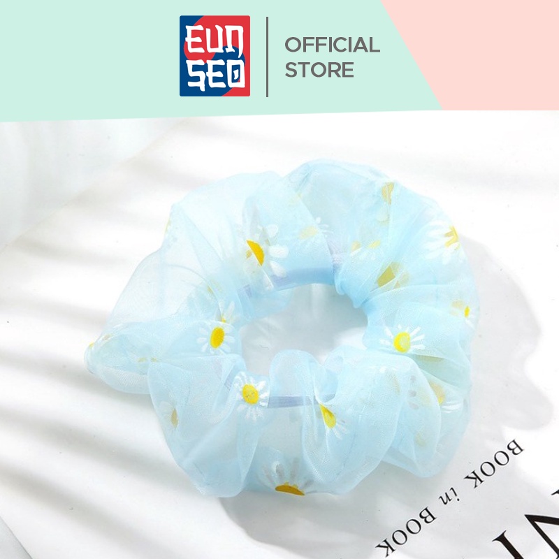 EUNSEO Scrunchie Motif Bunga Transparan Sun Flowers Fashion Wanita Korea Ikat Rambut Wanita