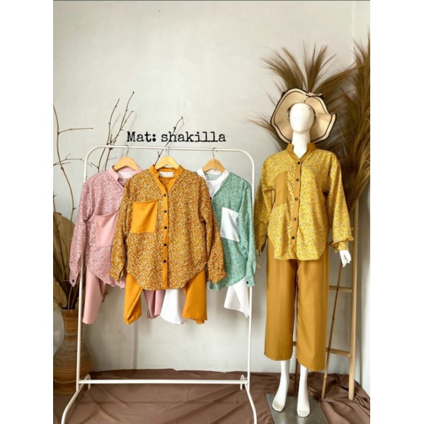 SETCEL BLOUSE MOTIF BUNGA KEMEJA BASIC SHAKILA PREMIUM TERMURAH