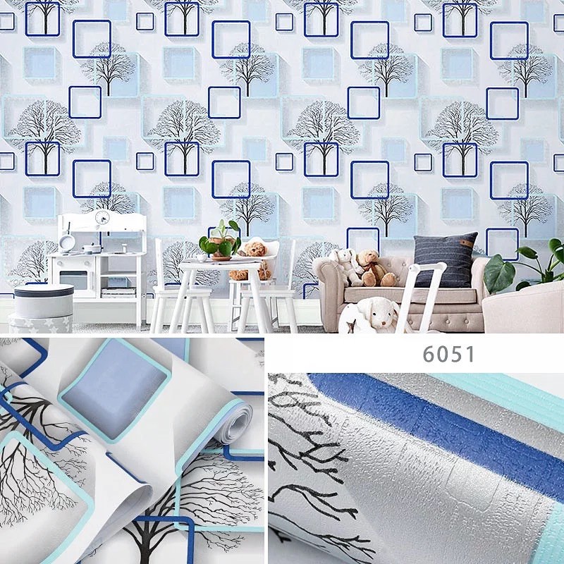 Wallpaper Dinding / Wallpaper Sticker Kotak Biru