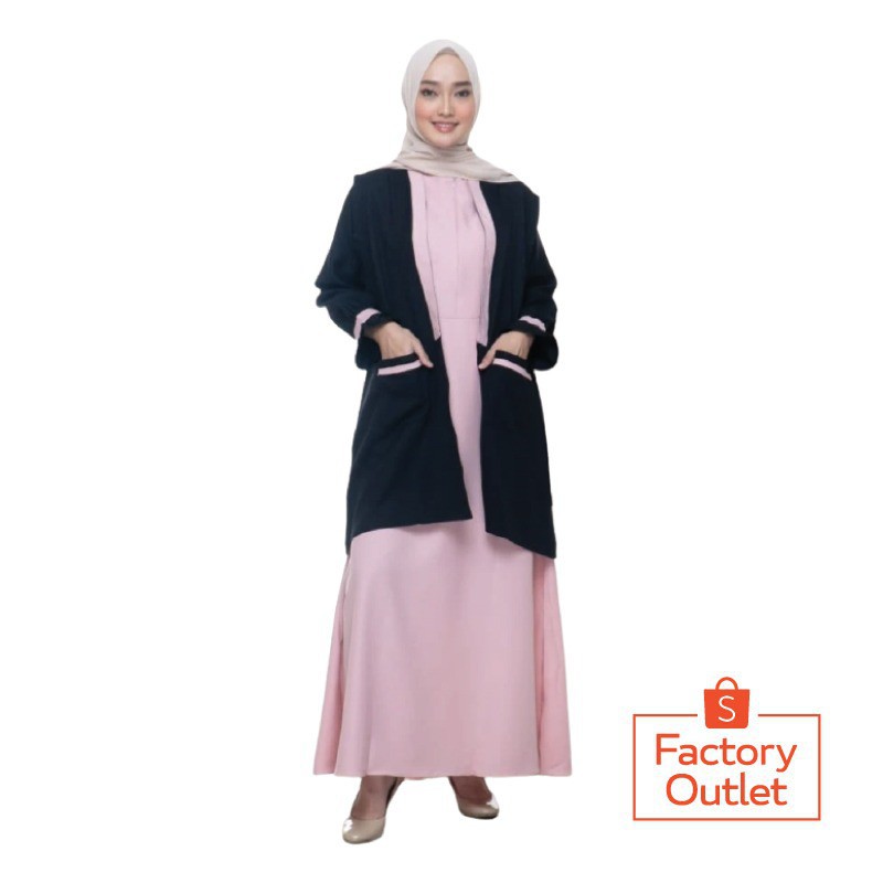 Elbina Set Gamis + Outer SAJA S M L XL | Fashion Muslim | Bahan Moscrepe HQ