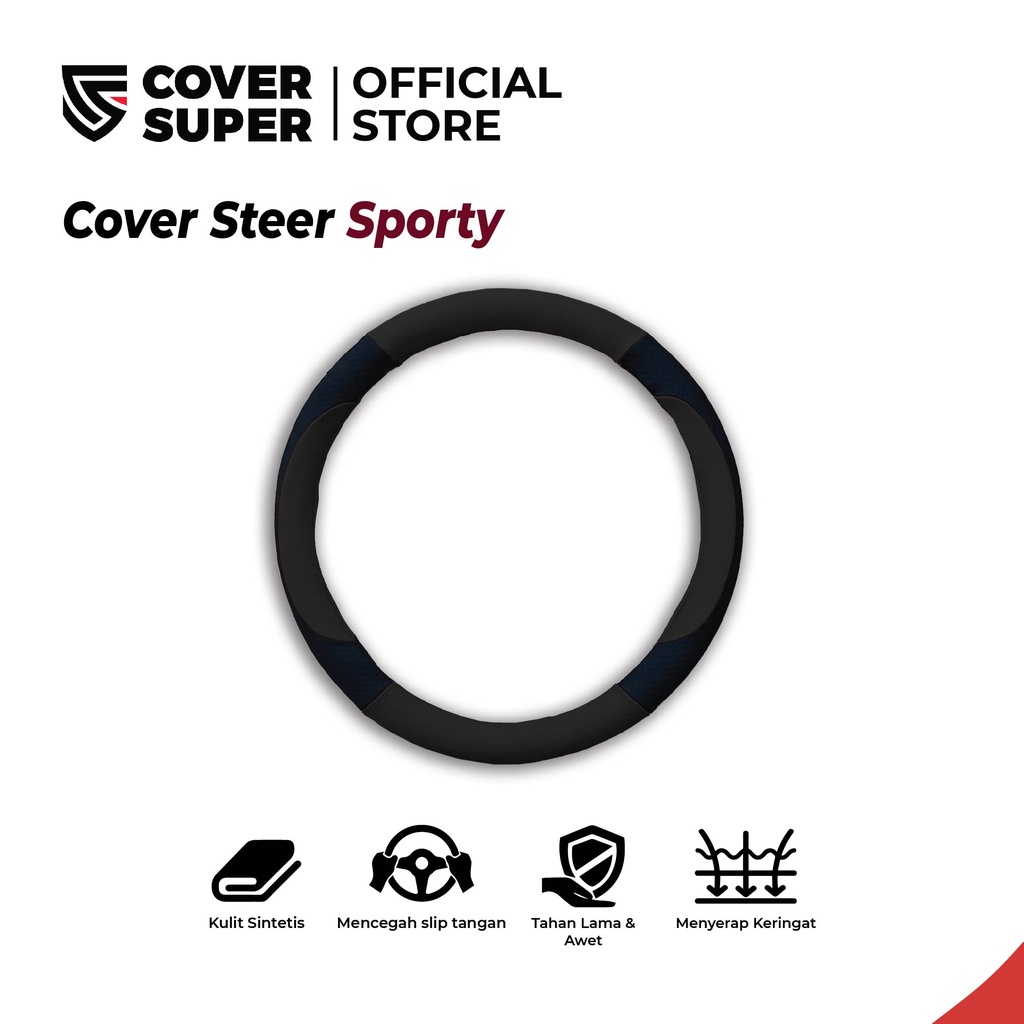 Cover Steer Sporty Hitam - CoverSuper