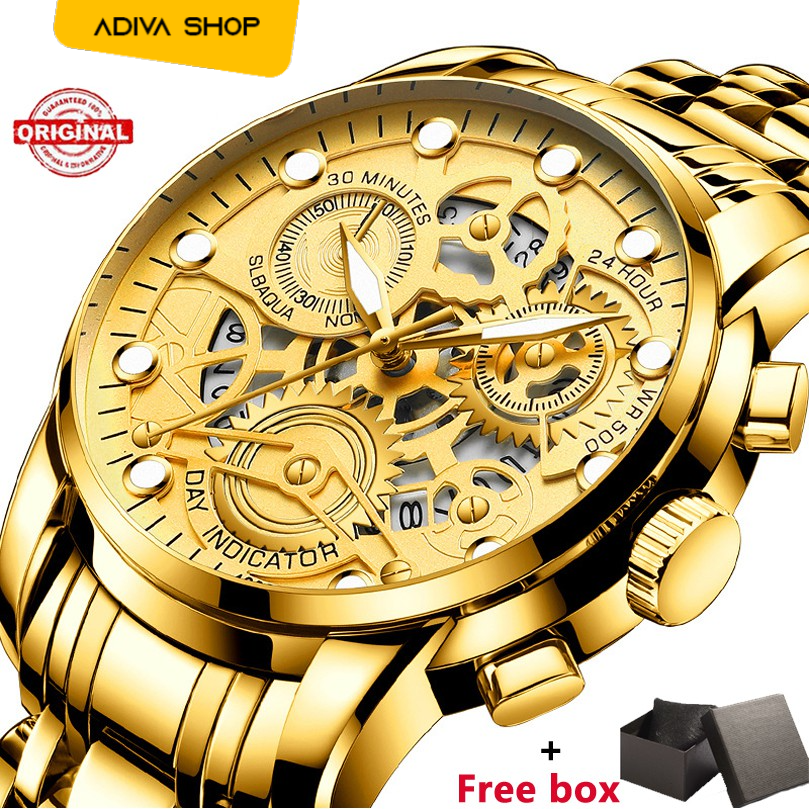 FNGEEN 4088 Jam Tangan Pria Luxury Waterproof Business Casual Men Watch Stainless Steel Kaca Kristal