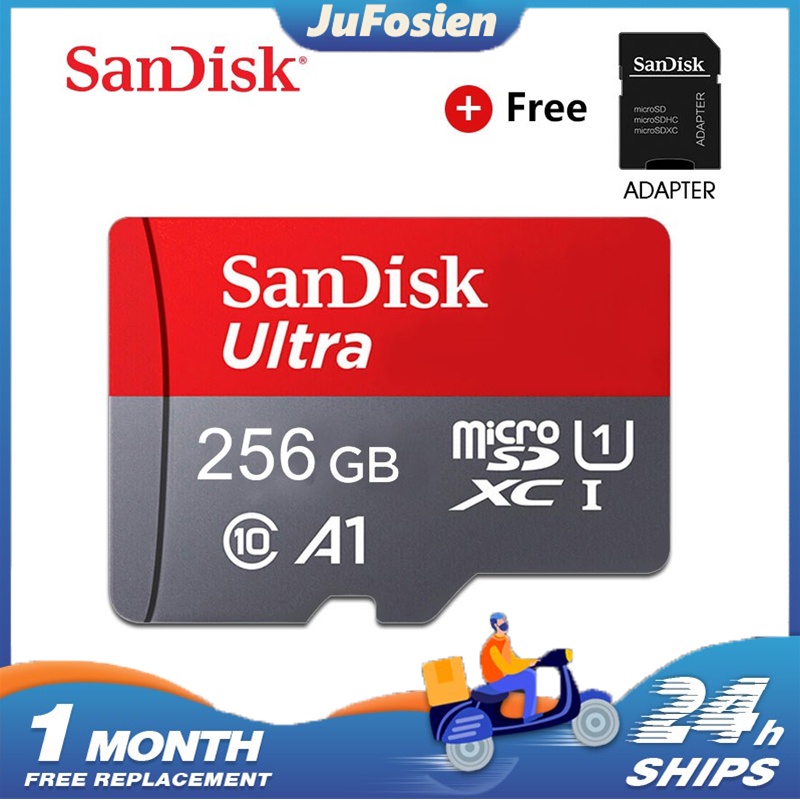 [Free Adapter] Memory Card 256GB SANDISK CLASS 10 100Mbps 128gb 64gb MicroSD Kartu Memori sd card