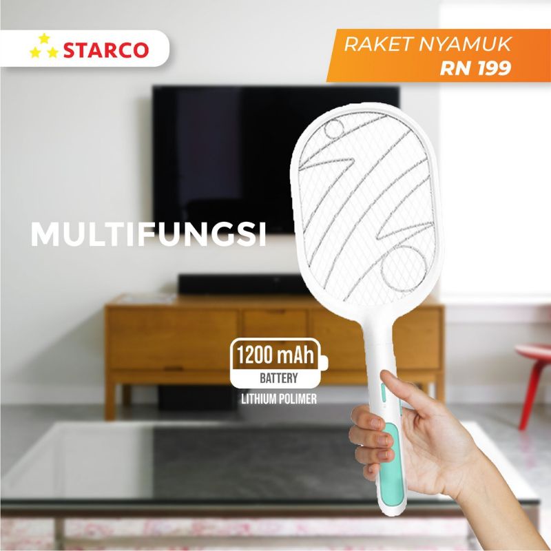 Raket Nyamuk Elektrik Starco RN-199, 2 in 1, Abu-Abu/Mint