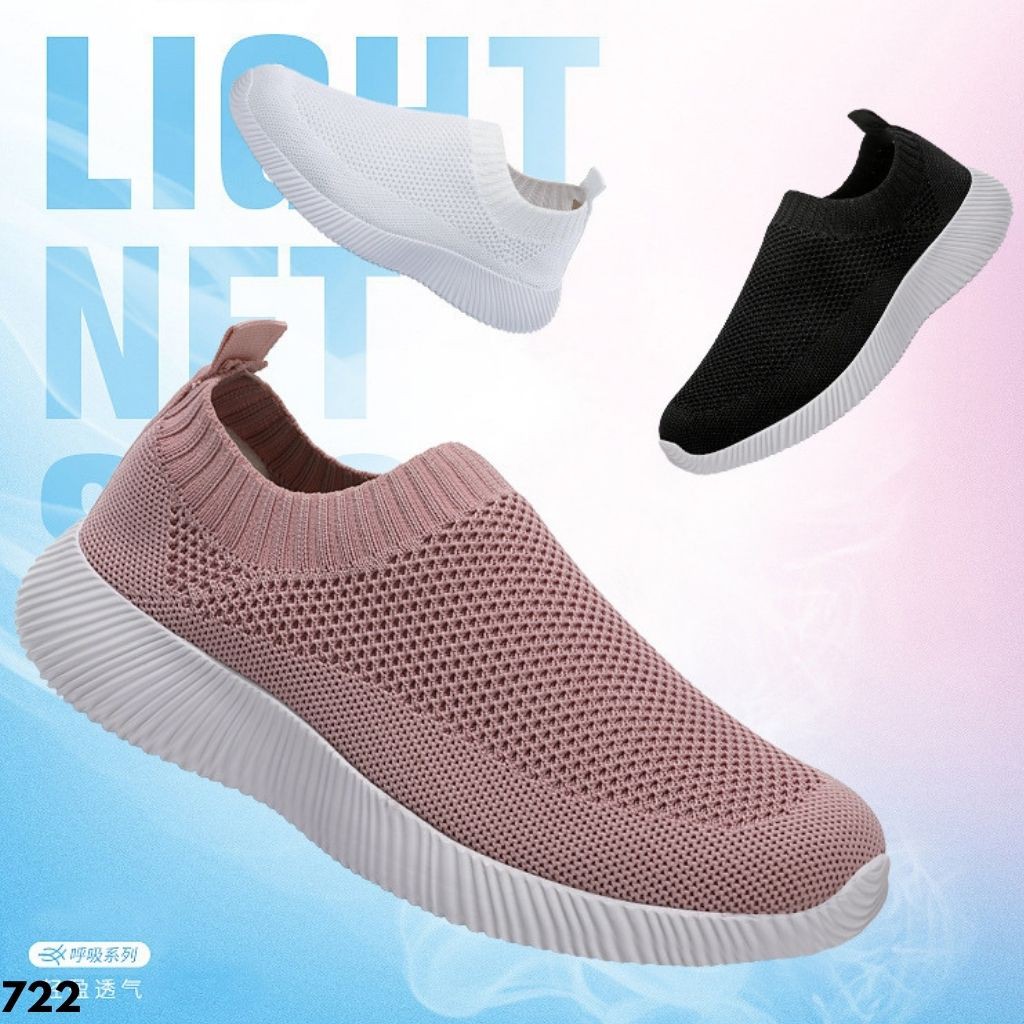 SEPATU SNEAKERS WANITA TANPA TALI IMPORT ELASTIS SOLE KARET MELAR NYAMAN REMAJA DEWASA TUA 722