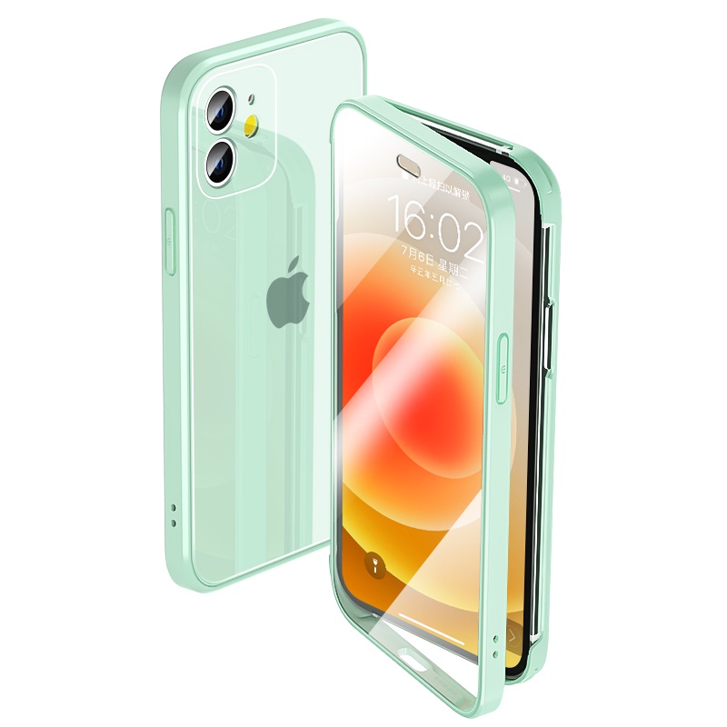 Case Kaca Pelindung Layar 360 Tahan Pecah Untuk Apple iPhone 11 12 13 Pro max