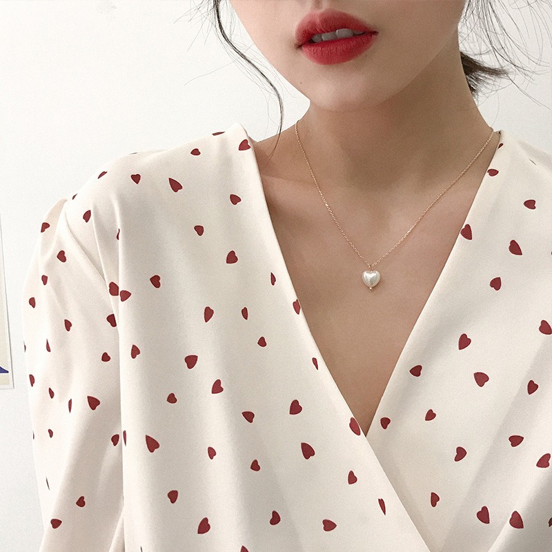 Fashion Simple Heart Pendants Necklaces Jewelry Women Korean Sweet Clavicle Chain Choker Accessories