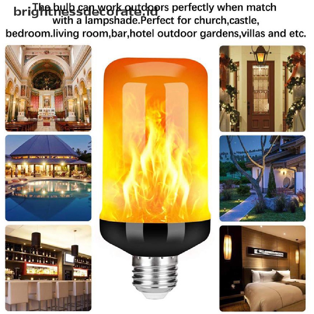 [birth] 1/2Pack LED Flame Effect Fire Light Bulbs 4 Modes Flickering Effect Lighting  [ID]