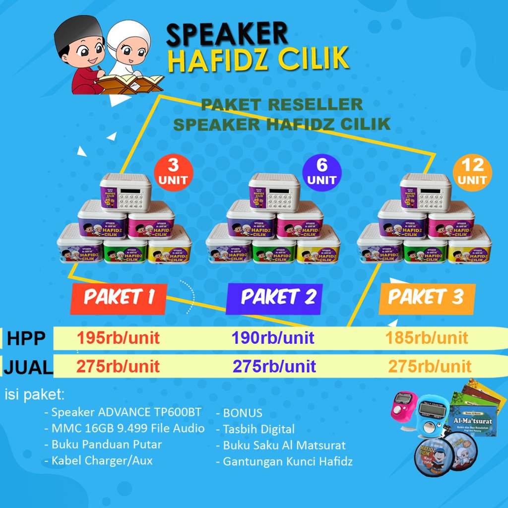PAKET RESELLER Speaker Hafidz Cilik Speaker Murottal Al Quran
