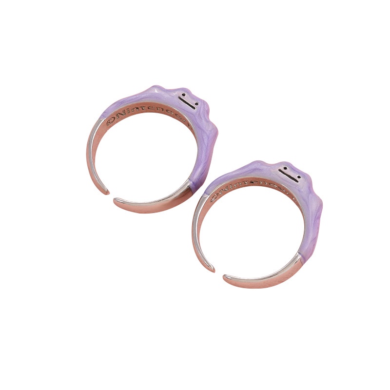 Cincin Jari Telunjuk Model Terbuka Dapat Disesuaikan Desain Kartun Monster Kecil Warna Ungu Untuk Wanita
