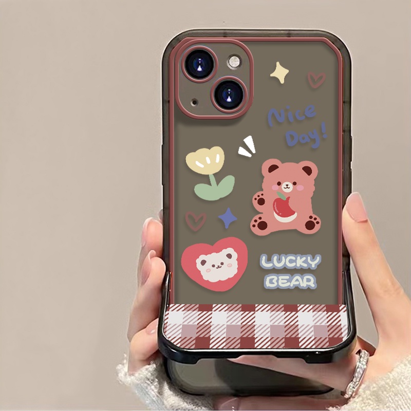 Soft Case TPU Transparan Motif Beruang Untuk IPhone 12 13 Se 2020 6 6S 7 8 Plus X XS XR 11 Pro Max