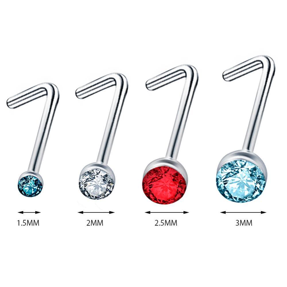 Timekey 120PCS Anting Tindik Hidung Bahan Surgical Steel Hias Kristal Berlian Imitasi Multi Warna T5X6