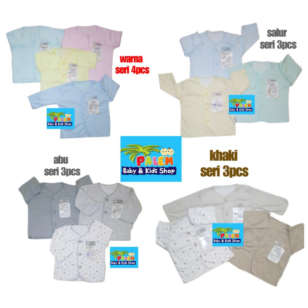 fluffy baju lengan panjang kancing depan (newborn,s,m,l)