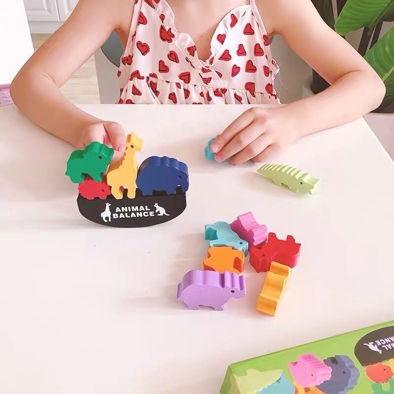 wooden animal balance - mainan latihan keseimbangan anak - mainan edukasi anak kado anak hadiah anak