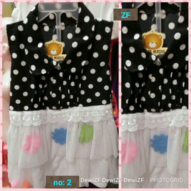 Dress anak tutu polka hitam
